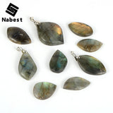 Labradorite Irregular Moon Stone Charm Pendant DIY Jewelry Making