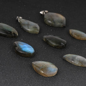 Labradorite Irregular Moon Stone Charm Pendant DIY Jewelry Making