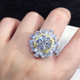 3 Carats Zircon Diamond Flower Pendant Necklace - Silver Choker Jewelry