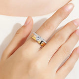 3-in-1 Stainless Steel CZ Crystal Rhinestone Ring Set for Women Bride