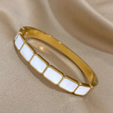 316L Stainless Steel Bracelets for Women Square Enamel Bangles