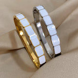 316L Stainless Steel Bracelets for Women Square Enamel Bangles