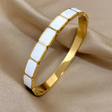 316L Stainless Steel Bracelets for Women Square Enamel Bangles