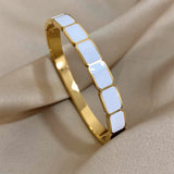 316L Stainless Steel Bracelets for Women Square Enamel Bangles