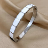 316L Stainless Steel Bracelets for Women Square Enamel Bangles