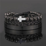 3pcs Stainless Steel Bracelets Men Cross Charm Bangle Homme Pulseira