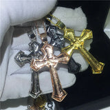 Sterling Silver Big Cross Pendant with Necklace and AAAAA Zircon