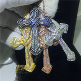 Sterling Silver Big Cross Pendant with Necklace and AAAAA Zircon