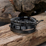 4 Pcs/Set Beaded Bracelets Roman Numeral Steel Bangles Men Jewelry