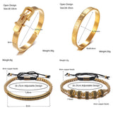4 Pcs/Set Beaded Bracelets Roman Numeral Steel Bangles Men Jewelry