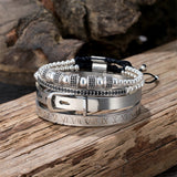 4 Pcs/Set Beaded Bracelets Roman Numeral Steel Bangles Men Jewelry