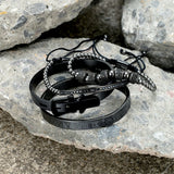 4 Pcs/Set Beaded Bracelets Roman Numeral Steel Bangles Men Jewelry