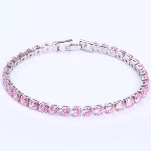 4mm CZ Tennis Bracelet Iced Out Crystal Wedding Jewelry Silver Chain