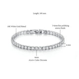 4mm CZ Tennis Bracelet Iced Out Crystal Wedding Jewelry Silver Chain