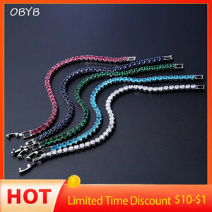 4mm CZ Tennis Bracelet Iced Out Crystal Wedding Jewelry Silver Chain