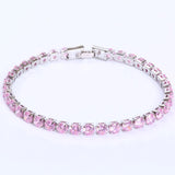 4mm CZ Tennis Bracelet Iced Out Crystal Wedding Jewelry Silver Chain