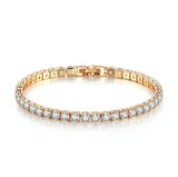 4mm CZ Tennis Bracelet Iced Out Crystal Wedding Jewelry Silver Chain