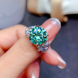 5 Carats Green Moissanite Adjustable Rings for Women