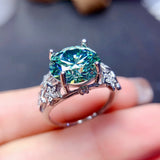 5 Carats Green Moissanite Adjustable Rings for Women