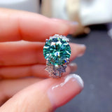 5 Carats Green Moissanite Adjustable Rings for Women