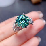 5 Carats Green Moissanite Adjustable Rings for Women