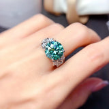 5 Carats Green Moissanite Adjustable Rings for Women