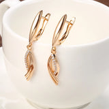 Rose Drop Earring Hyperbolic Cross Cubic Zircon Cut Fine Jewelry