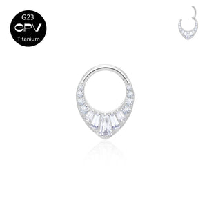 High Brightness Zircon Nasal Septum Ring Titanium G23