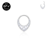 High Brightness Zircon Nasal Septum Ring Titanium G23