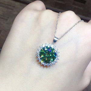 5ct Green Moissanite Promise Pendant 925 Sterling Silver