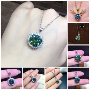 5ct Green Moissanite Promise Pendant 925 Sterling Silver