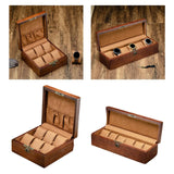 6 Slot Wood Watch Box with Removable Pillows Organizer