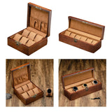 6 Slot Wood Watch Box with Removable Pillows Organizer