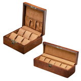 6 Slot Wood Watch Box with Removable Pillows Organizer