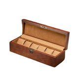 6 Slot Wood Watch Box with Removable Pillows Organizer