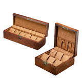 6 Slot Wood Watch Box with Removable Pillows Organizer