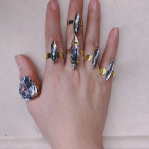 Rhinestone Acrylic Water Drop Finger Ring Set for Women Geometric Open Rings