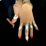 Rhinestone Acrylic Water Drop Finger Ring Set for Women Geometric Open Rings