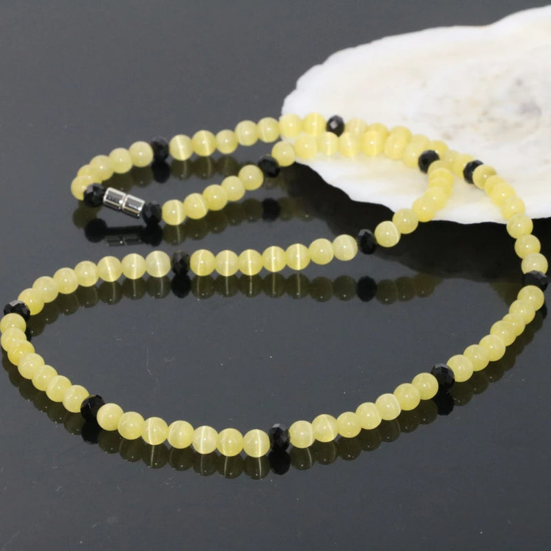 Yellow Cat Eyes Stone 3 Rows Bracelet with Magnetic Clasps