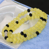 Yellow Cat Eyes Stone 3 Rows Bracelet with Magnetic Clasps