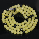 Yellow Cat Eyes Stone 3 Rows Bracelet with Magnetic Clasps