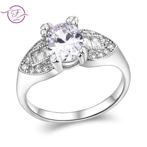 Clear Zircon Wedding Rings for Women Silver Ring Party Engagement