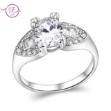 Clear Zircon Wedding Rings for Women Silver Ring Party Engagement