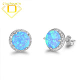 8mm Natural Opal Stud Earrings S925 Sterling Silver Party Fine Jewelry