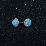 8mm Natural Opal Stud Earrings S925 Sterling Silver Party Fine Jewelry