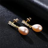 8-9mm Freshwater Pearl Earrings 925 Sterling Silver Stud Wedding