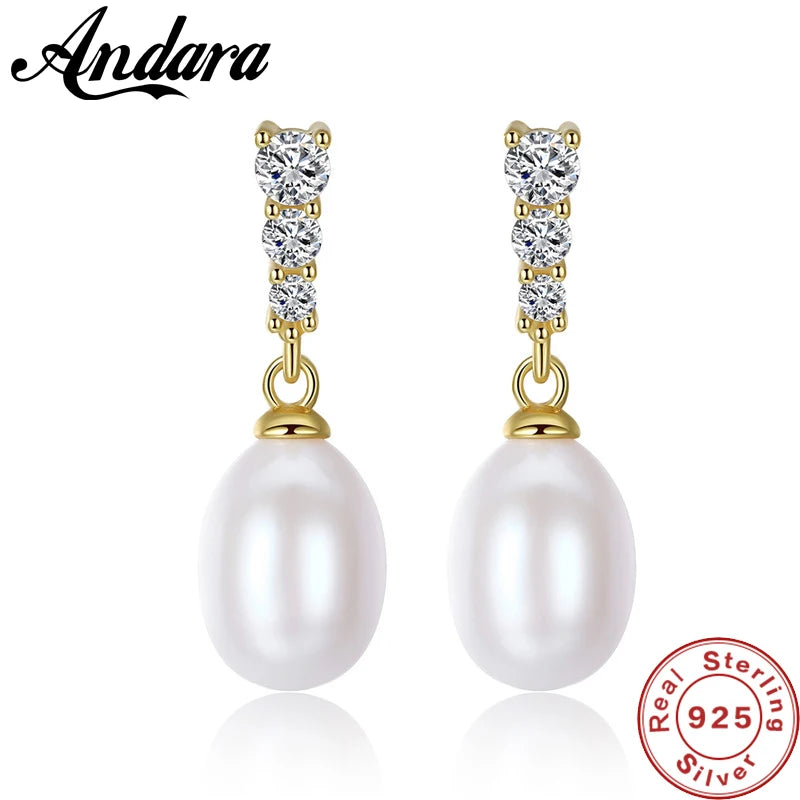 8-9mm Freshwater Pearl Earrings 925 Sterling Silver Stud Wedding