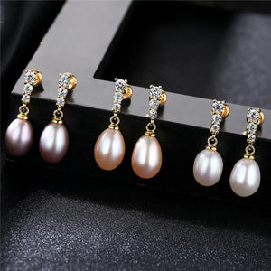 8-9mm Freshwater Pearl Earrings 925 Sterling Silver Stud Wedding