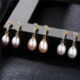 8-9mm Freshwater Pearl Earrings 925 Sterling Silver Stud Wedding