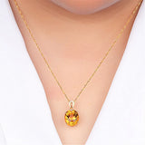 8 Carats Yellow Crystal Citrine Diamond Pendant Necklace for Women